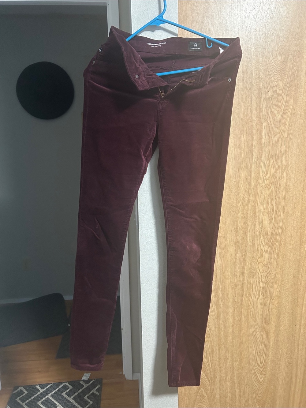 AG Adriano Goldschmied Women's Skinny Corduroy Pants in Deep Burgundy